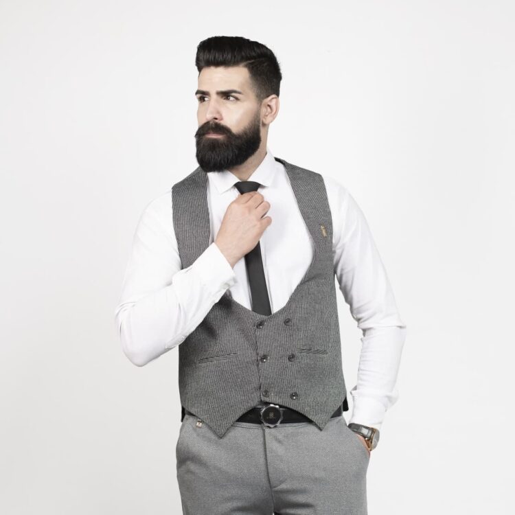 جلیقه مردانه خاکستری کد 5587