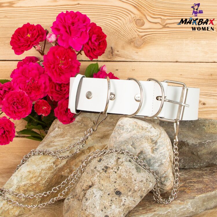 کمربند دخترانه زنجیر دار سفید کد 1841