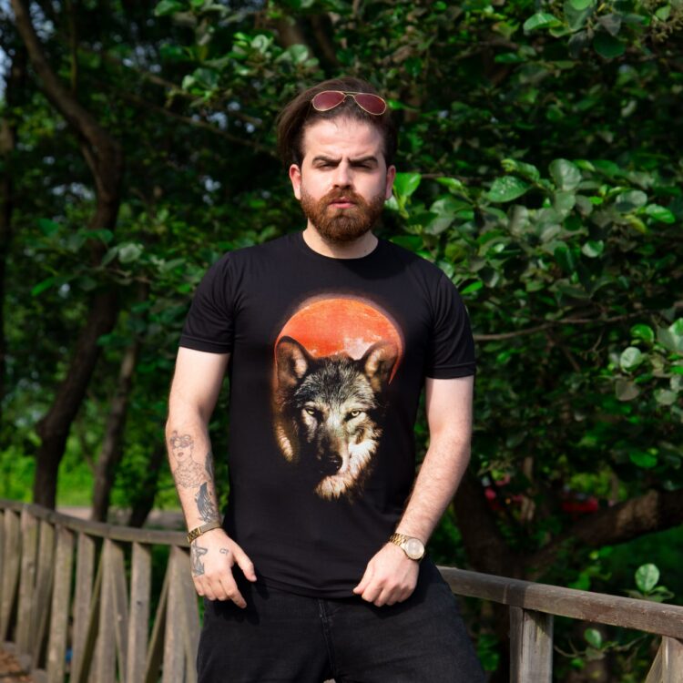 تیشرت مردانه WOLF مشکی کد 14644