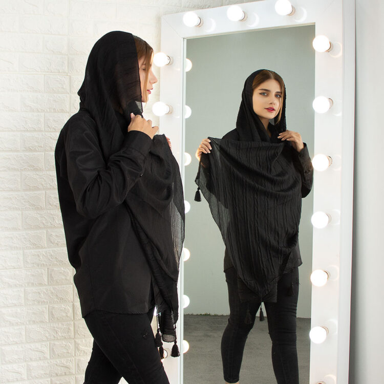 شال دخترانه چروک مشکی
