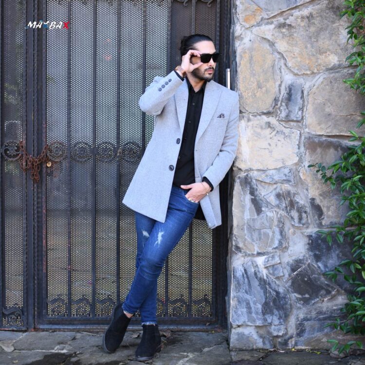 پالتو مردانه طوسی کد 10925