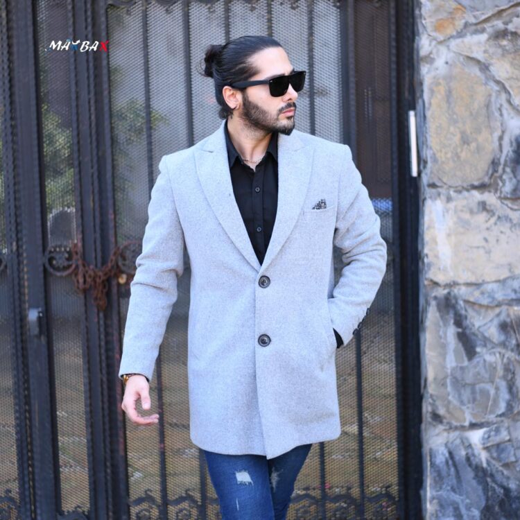 پالتو مردانه طوسی کد 10925