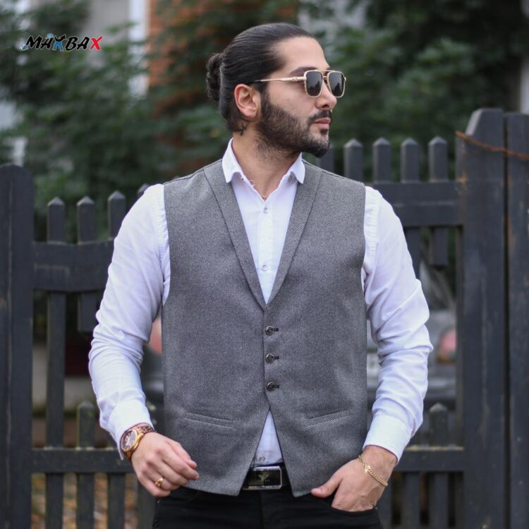جلیقه مردانه خاکستری کد 11242