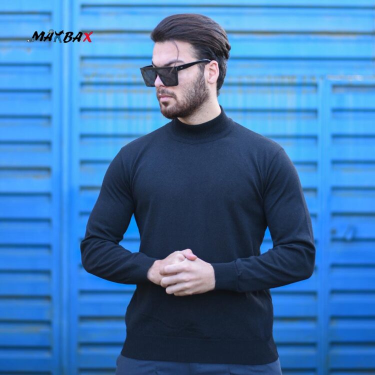 بافت مردانه یقه پنج سانت مشکی کد 11488