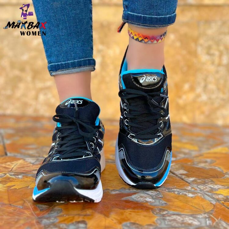 کتانی دخترانه ASICS مشکی آبی کد 12064