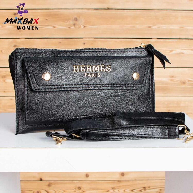 کیف دوشی دخترانه HERMES مشکی کد 12412