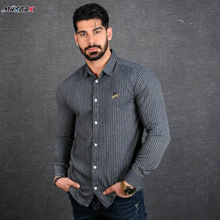 پیراهن مردانه راه راه FASHION کد 12383