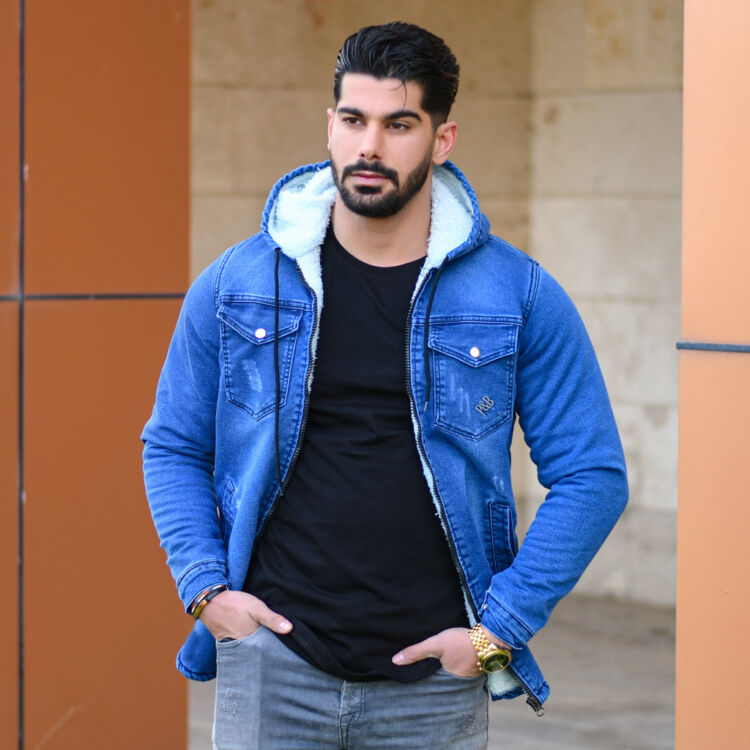 کاپشن جین کلاهدار کد 11624