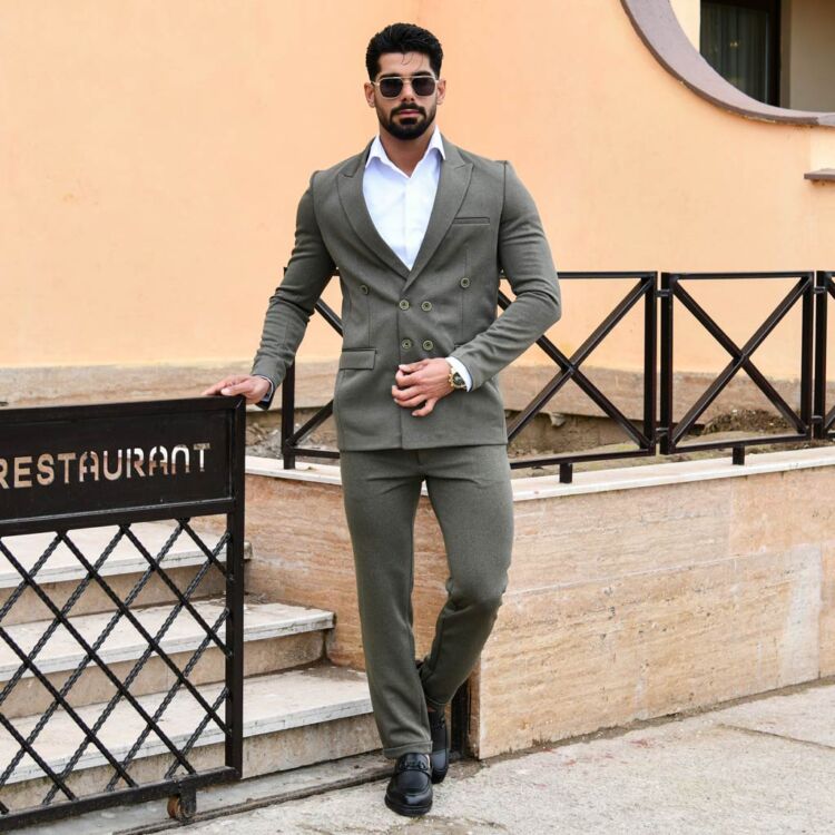 ست کت و شلوار زیتونی کد 13522