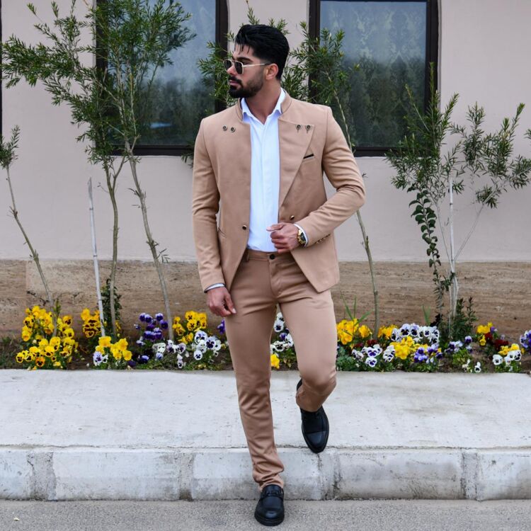 ست کت و شلوار GUCCI کاراملی کد 13523