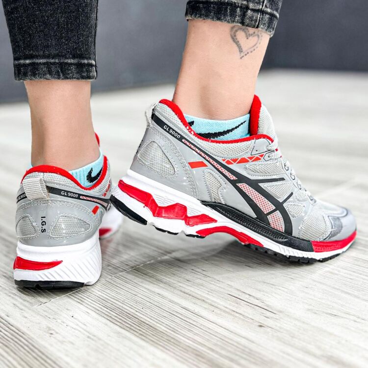 کتانی دخترانه ASICS خاکستری قرمز کد 13690