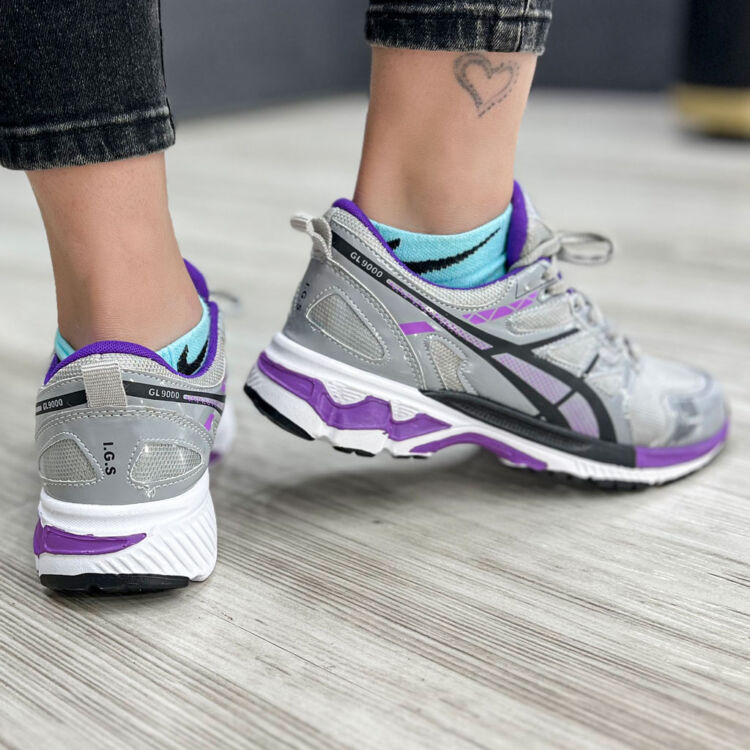 کتانی دخترانه ASICS خاکستری بنفش کد 13692