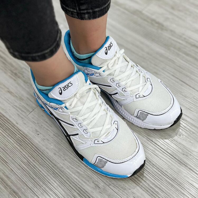 کتانی دخترانه ASICS سفید آبی کد 13696