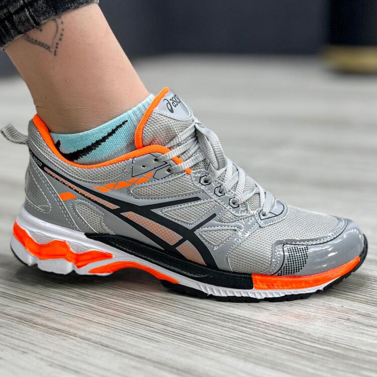 کتانی دخترانه ASICS خاکستری نارنجی کد 13691