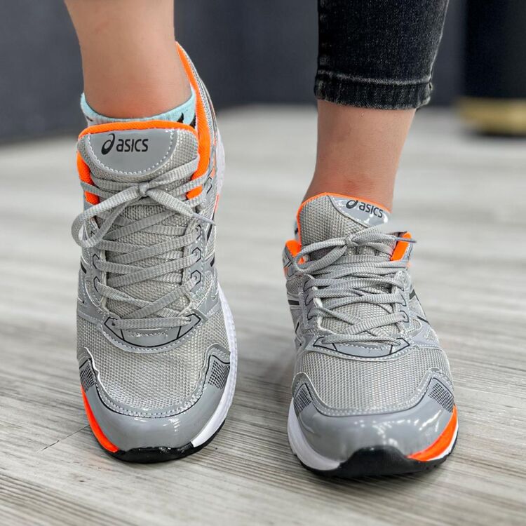 کتانی دخترانه ASICS خاکستری نارنجی کد 13691