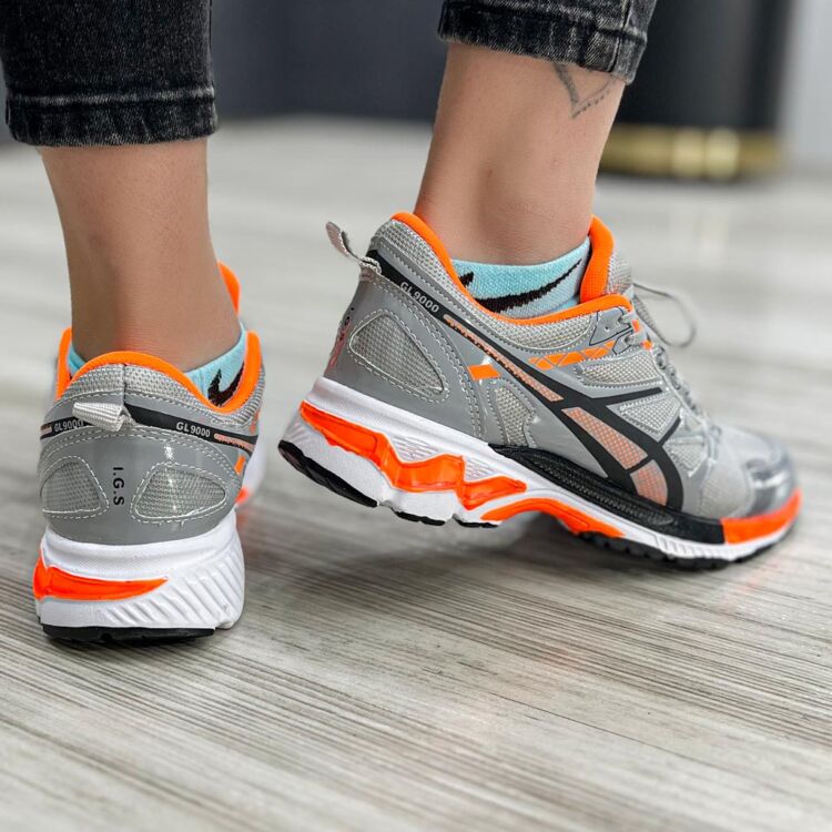 کتانی دخترانه ASICS خاکستری نارنجی کد 13691