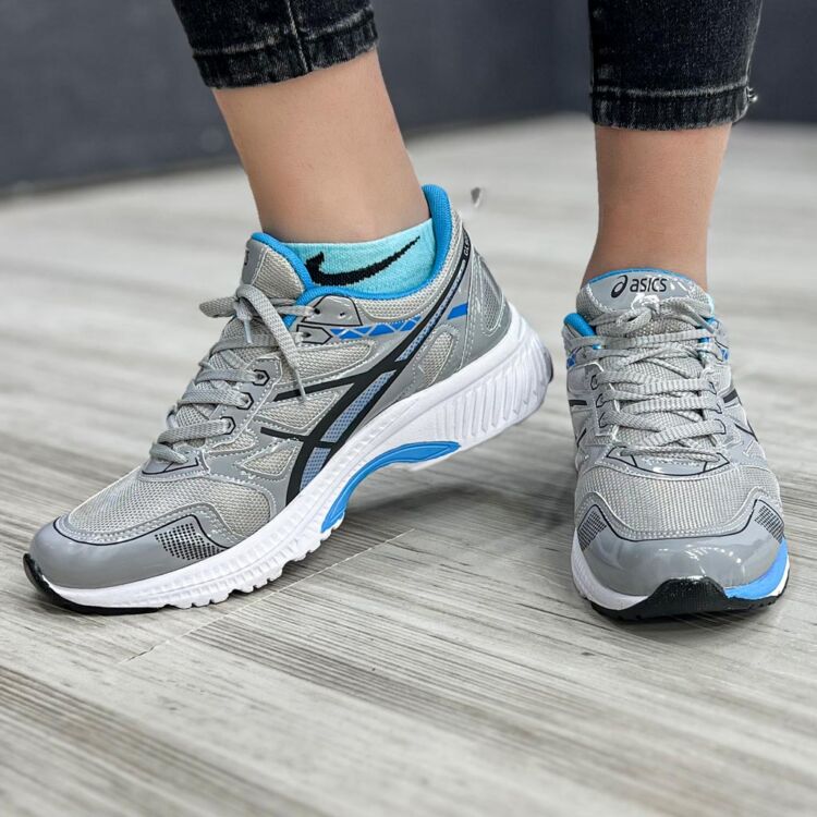 کتانی دخترانه ASICS خاکستری آبی کد 13689