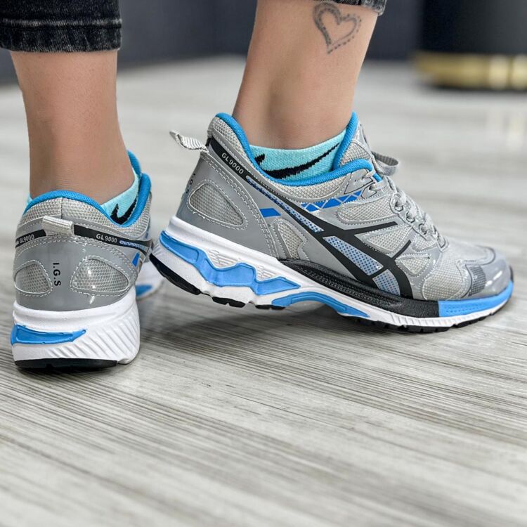 کتانی دخترانه ASICS خاکستری آبی کد 13689