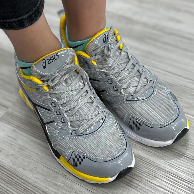 کتانی دخترانه ASICS خاکستری زرد کد 13688