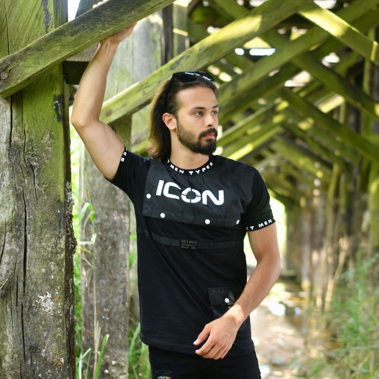 تیشرت مردانه ICON مشکی کد 15100