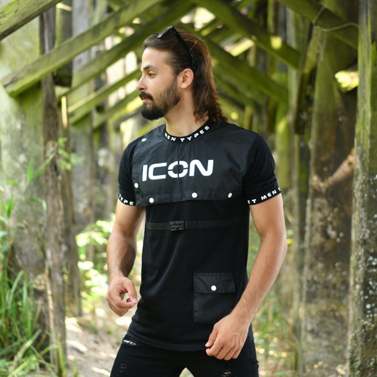 تیشرت مردانه ICON مشکی کد 15100