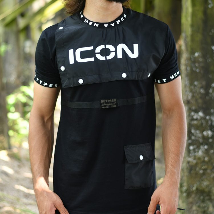 تیشرت مردانه ICON مشکی کد 15100