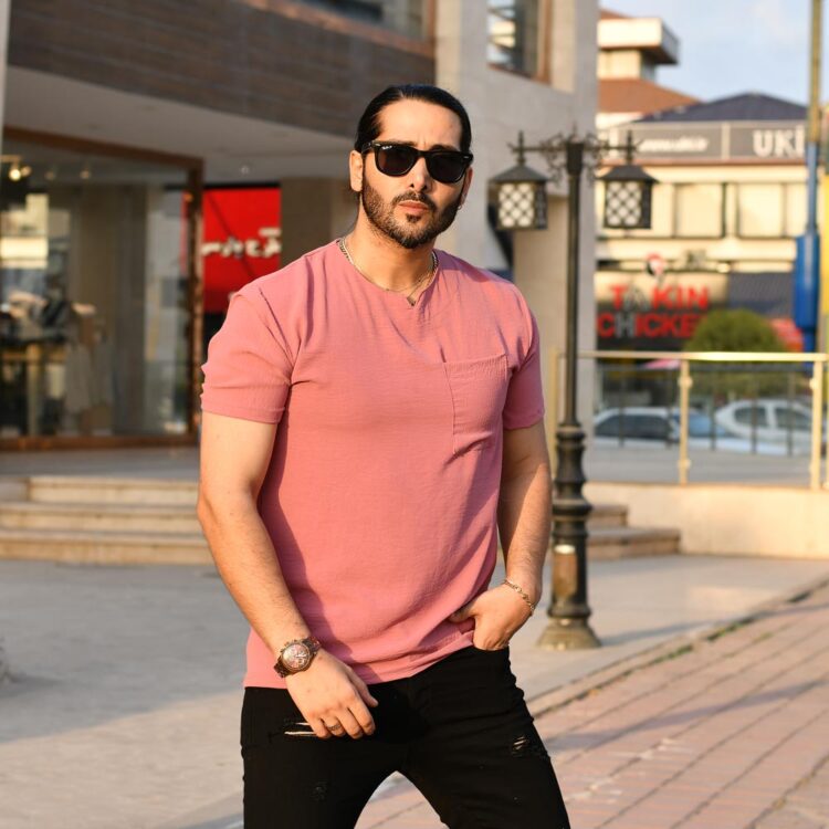 تیشرت مردانه یقه کوبایی کد 15365