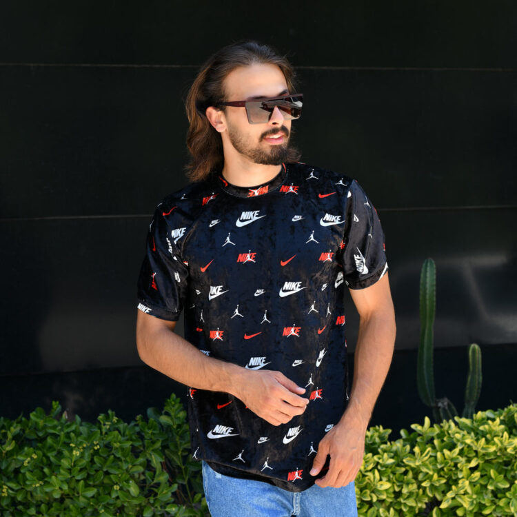 تیشرت مردانه مخمل نایک مشکی کد 15395