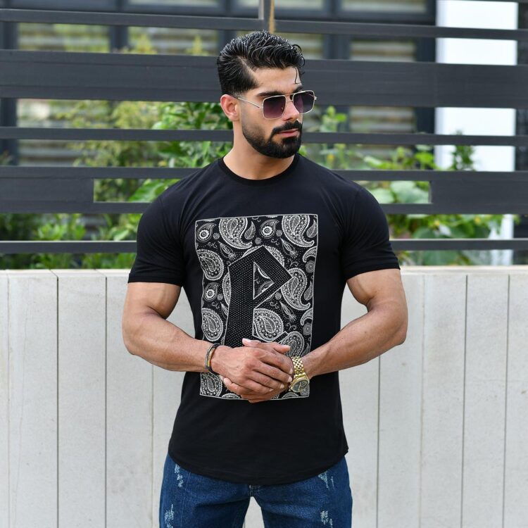 تیشرت مردانه مشکی کد 16044