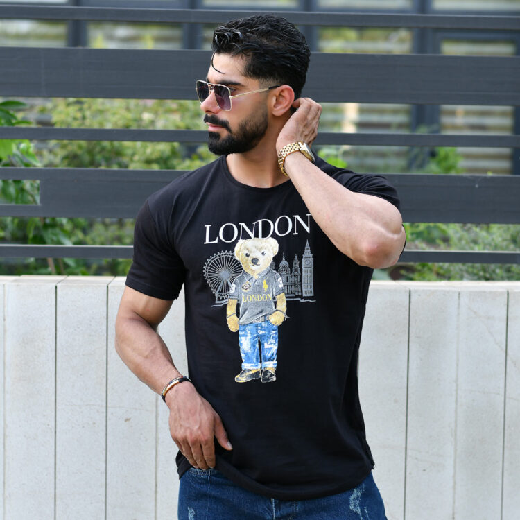 تیشرت مردانه LONDON مشکی کد 16055