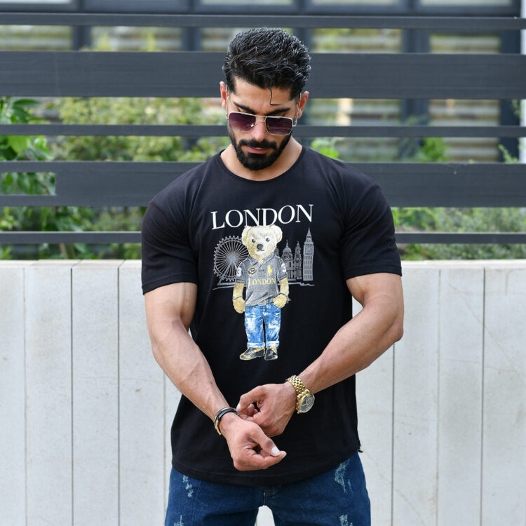 تیشرت مردانه LONDON مشکی کد 16055