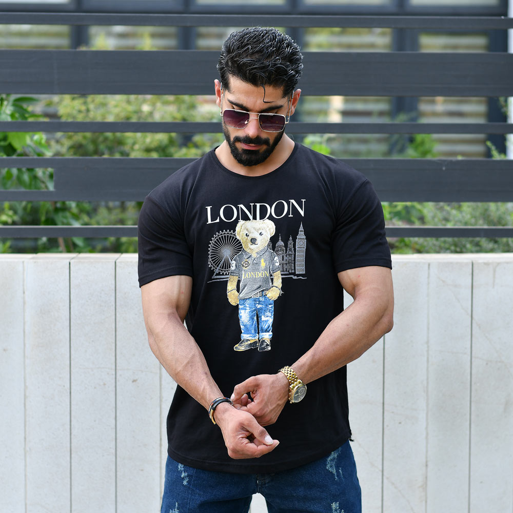 تیشرت مردانه LONDON مشکی کد 16055