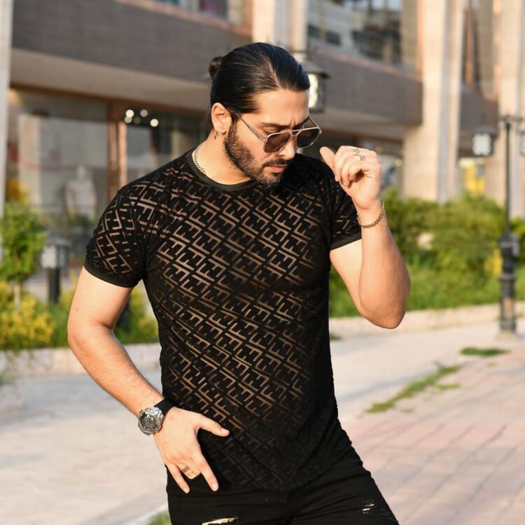 تیشرت مردانه فندی مشکی کد 16065