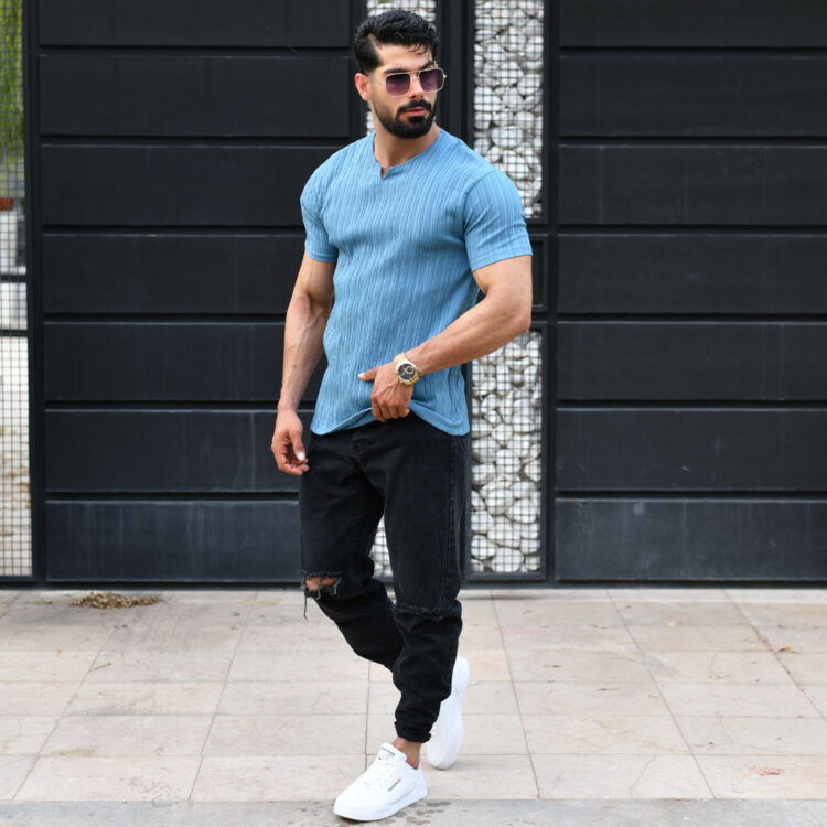 تیشرت مردانه یقه کوبایی کد 16004