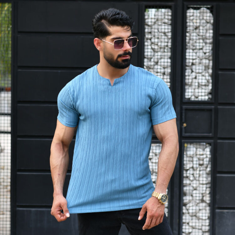 تیشرت مردانه یقه کوبایی کد 16004