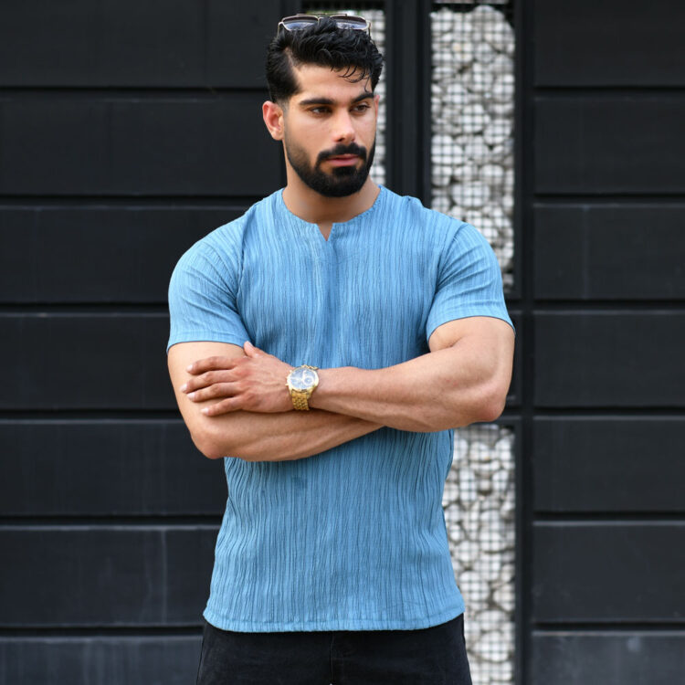 تیشرت مردانه یقه کوبایی کد 16004