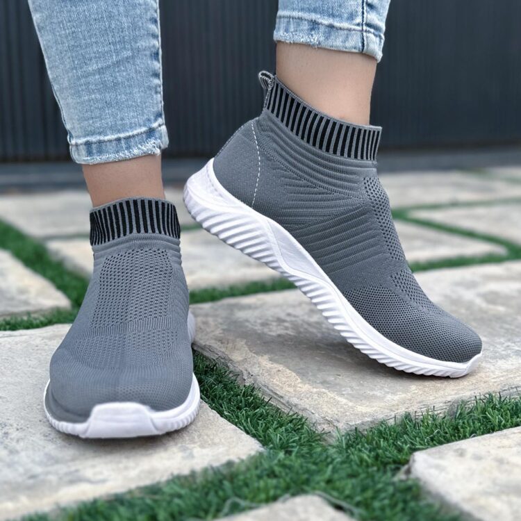 کتانی دخترانه ساقدار SKECHERS خاکستری کد 15999
