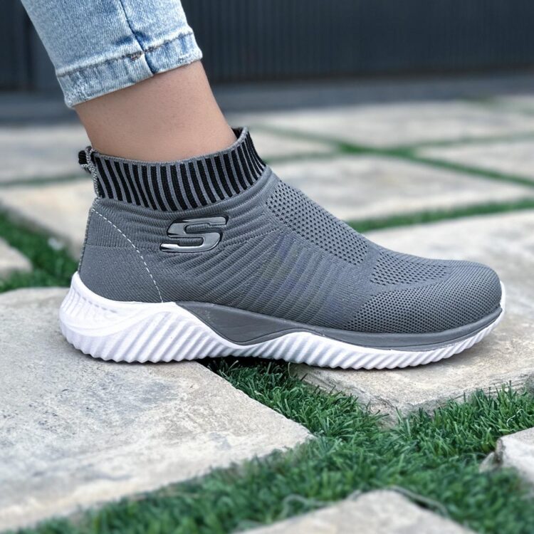 کتانی دخترانه ساقدار SKECHERS خاکستری کد 15999