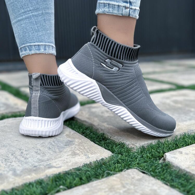کتانی دخترانه ساقدار SKECHERS خاکستری کد 15999