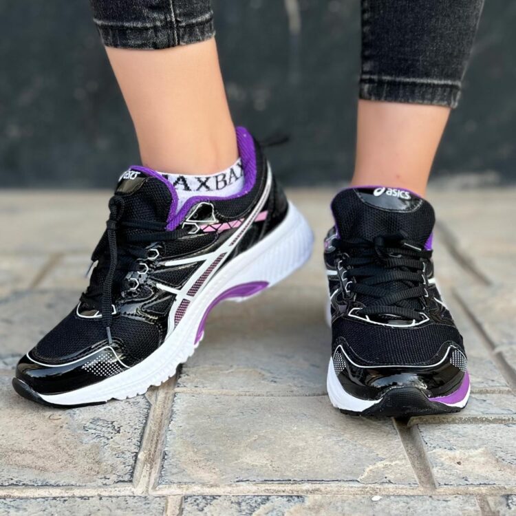 کتانی دخترانه ASICS مشکی بنفش کد 15716