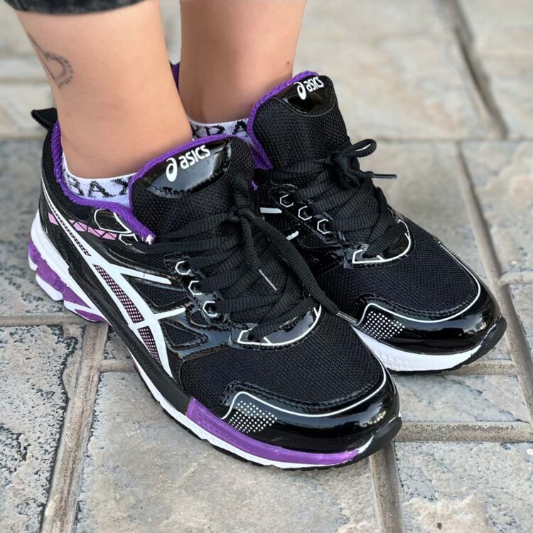 کتانی دخترانه ASICS مشکی بنفش کد 15716