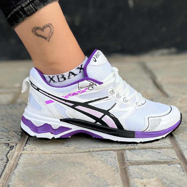 کتانی دخترانه ASICS سفید بنفش کد 15717