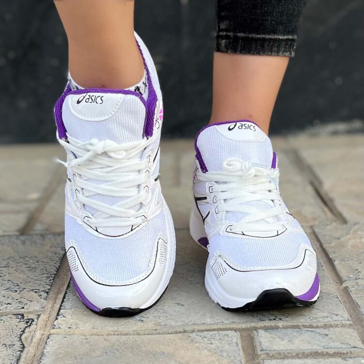 کتانی دخترانه ASICS سفید بنفش کد 15717