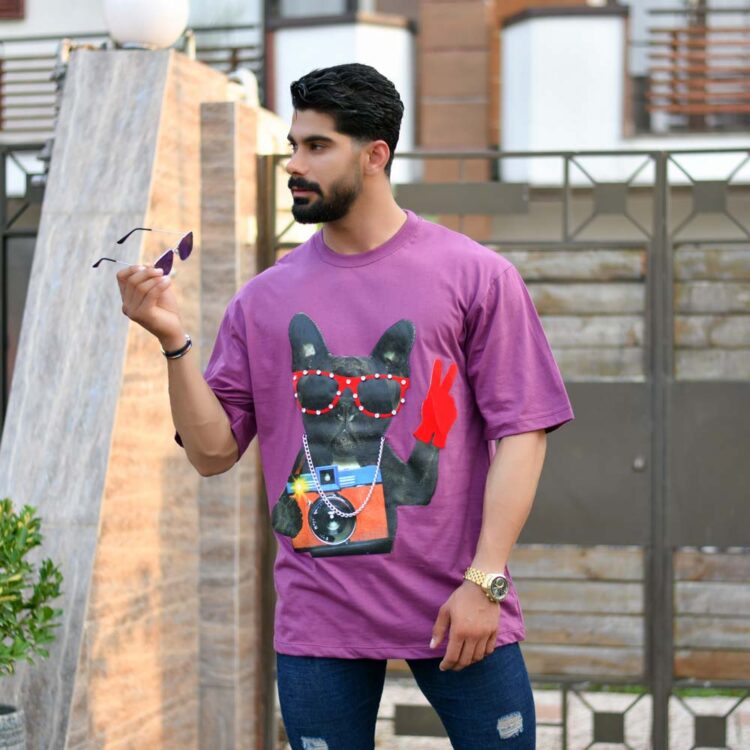 تیشرت لش مردانه CAT کد 16284 بنفش