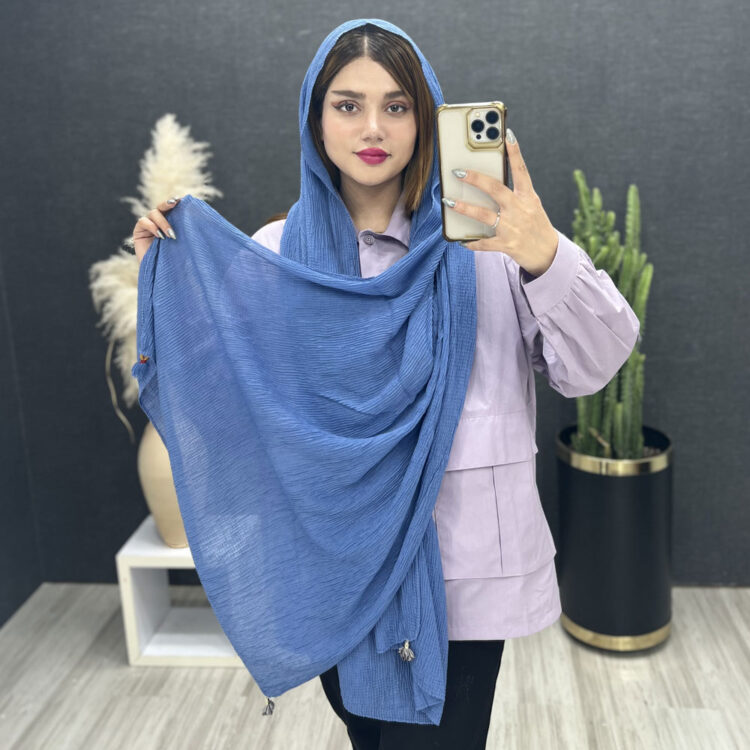 شال پلیسه کد 16250 آبی