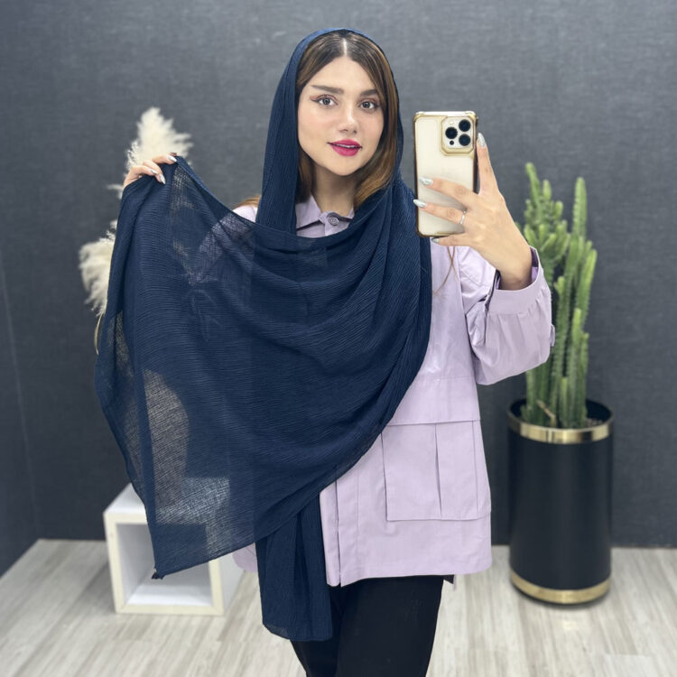 شال پلیسه کد 16250 سرمه ای