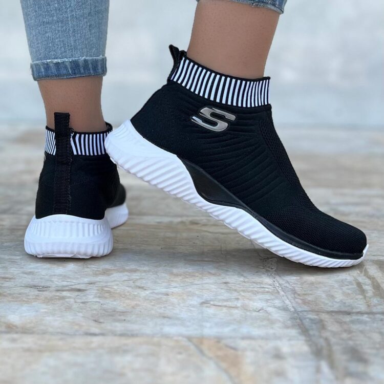 کتانی دخترانه ساقدار SKECHERS مشکی کد 16306