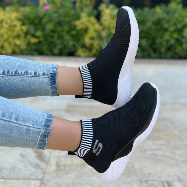 کتانی دخترانه ساقدار SKECHERS مشکی کد 16306