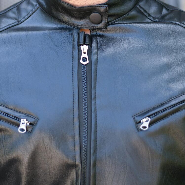 کاپشن چرم مردانه مشکی کد 17175