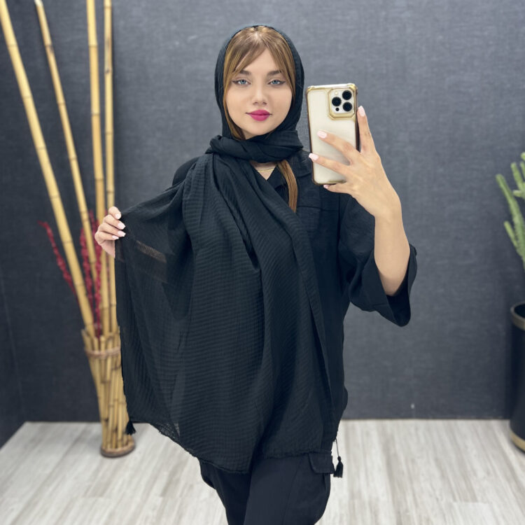 شال پلیسه مشکی کد 16930